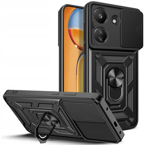 Zestaw Etui pancerne do Xiaomi Redmi 13C / Poco C65, CamShield Slide, Czarne + szkło